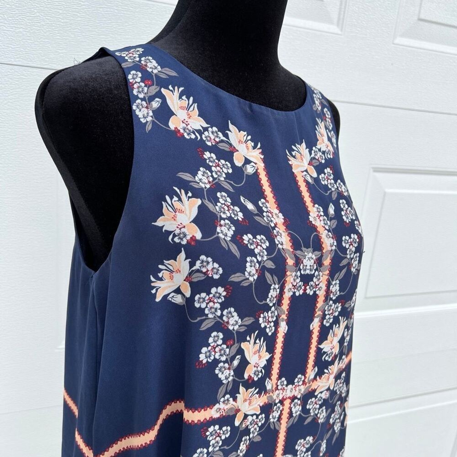 Max Studio Navy Floral Sleeveless Dress, Women's Size Xs — image 2 of 8